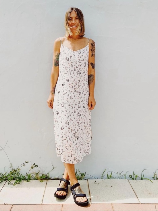 SAINT HELENA Dresses & Skirts - SAINT HELENA Cream Floral Dress with Spaghetti Straps